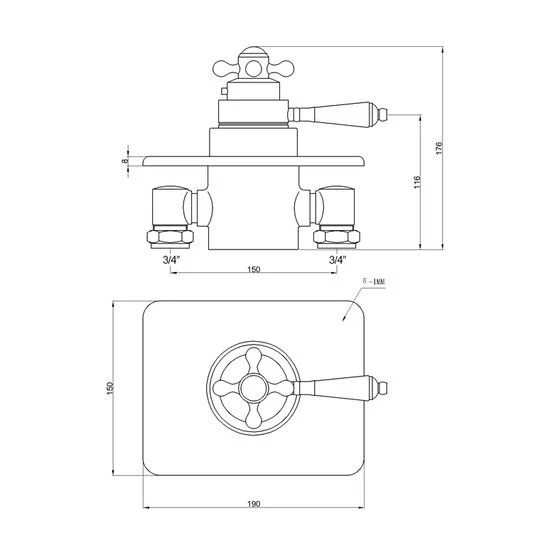 Shower Valve - Exposed (Chrome) 3/4" Supplies - MVALVE-1001 4 Shower Valve - Exposed (Chrome) 3/4" Supplies - MVALVE-1001 - Image 3