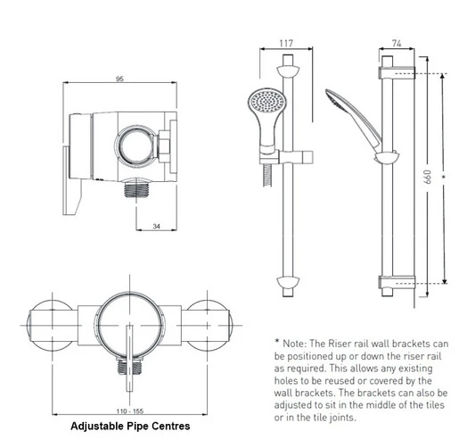 Bristan Sonique 2 Thermostatic Surface Mounted Shower With Adjustable Riser (Chrome) - SOQ2SHXARC 6 Bristan Sonique 2 Thermostatic Surface Mounted Shower With Adjustable Riser (Chrome) - SOQ2SHXARC - Image 4