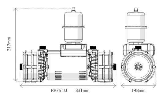 Salamander 2.2 Bar Twin Universal Centrifugal Bathroom And Shower Pump - Rp75tu 4 Salamander 2.2 Bar Twin Universal Centrifugal Bathroom And Shower Pump - Rp75tu - Image 2