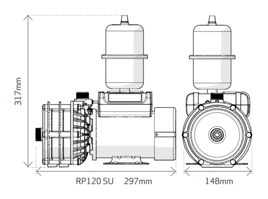 Salamander 3.6 Bar Single Universal Centrifugal Whole House And Shower Pump - Rp120su 4 Salamander 3.6 Bar Single Universal Centrifugal Whole House And Shower Pump - Rp120su - Image 2