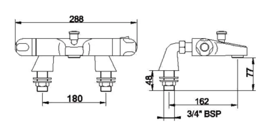 Nuie Ultra Reef Thermostatic Bath Shower Mixer - CD324 3 Nuie Ultra Reef Thermostatic Bath Shower Mixer - CD324 - Image 2